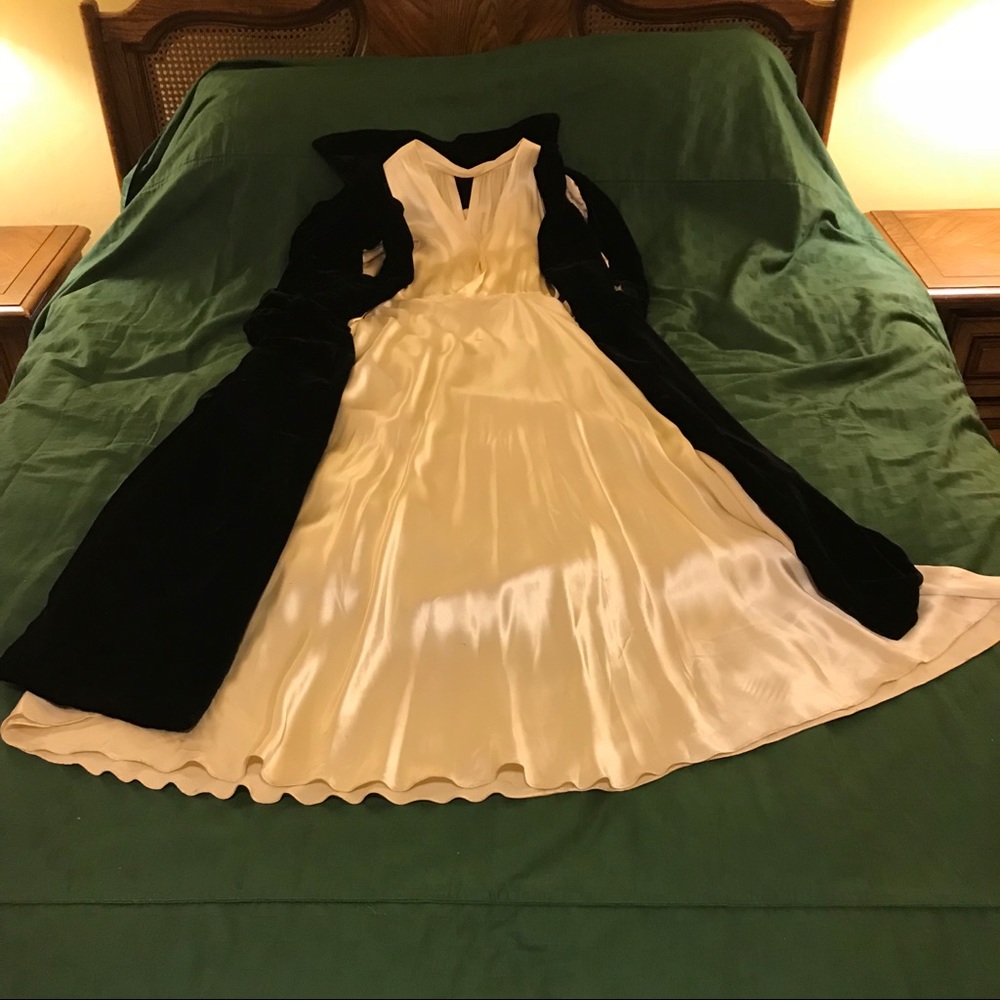 Vintage velvet cape & silk dress